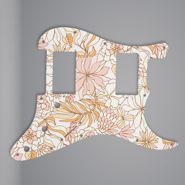 Fender Fender Stratocaster Pickguard HH 3 Ply (W/B/W) 11 mounting hole Custom Pickguard Scratchplate FLOWERS Design