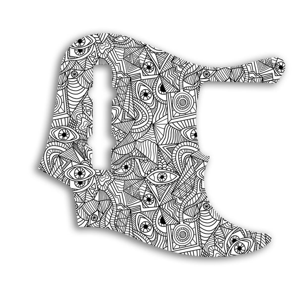 Fender American Elite Jazz Bass 5 String Custom Pickguard Scratchplate Abstract Design