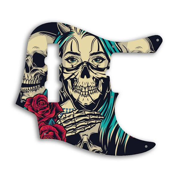 Fender American Ultra Jazz Bass 4 String Custom Pickguard Scratchplate Skull Design