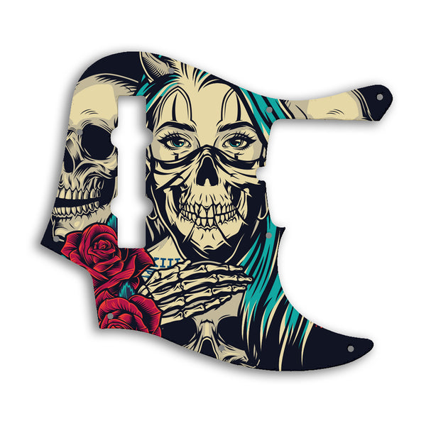 Fender American Ultra Jazz Bass V 5 String Custom Pickguard Scratchplate Skull Design