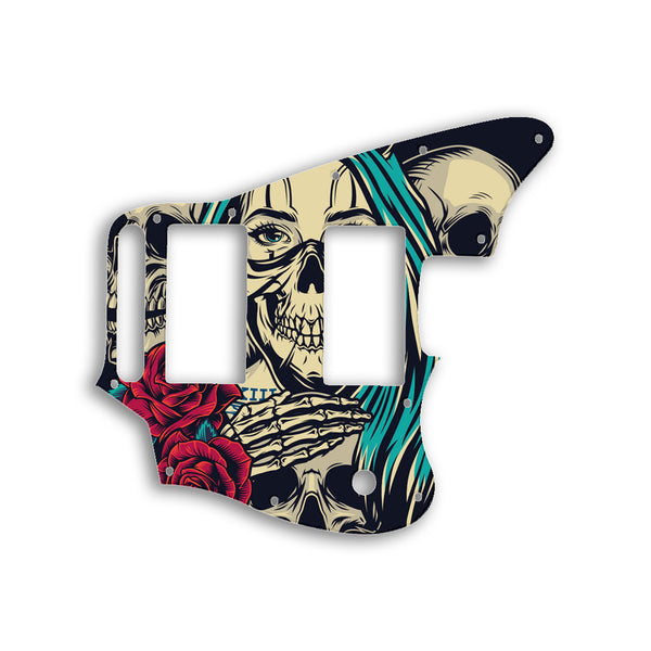 Fender Jaguar Blacktop Series Custom Pickguard Scratchplate Skull Design