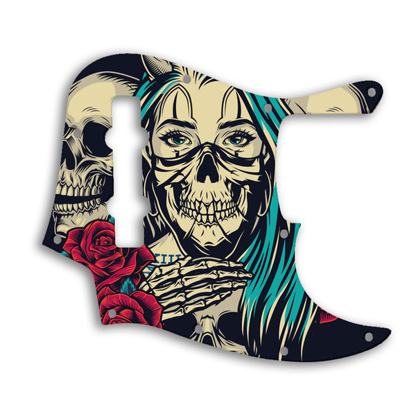 Fender Jazz Bass Mexican 5 String Custom Pickguard Scratchplate Skull Design