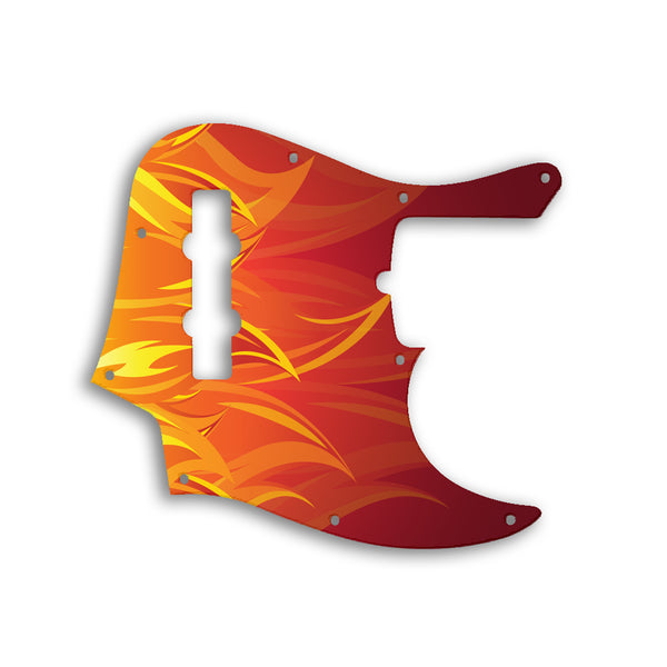 Fender Jazz Bass American Deluxe 4 String (21 Fret) Custom Pickguard Scratchplate Fire Design