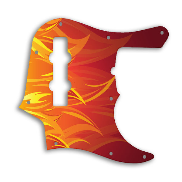 Fender Jazz Bass American Deluxe 4 String (22 Fret) Custom Pickguard Scratchplate Fire Design