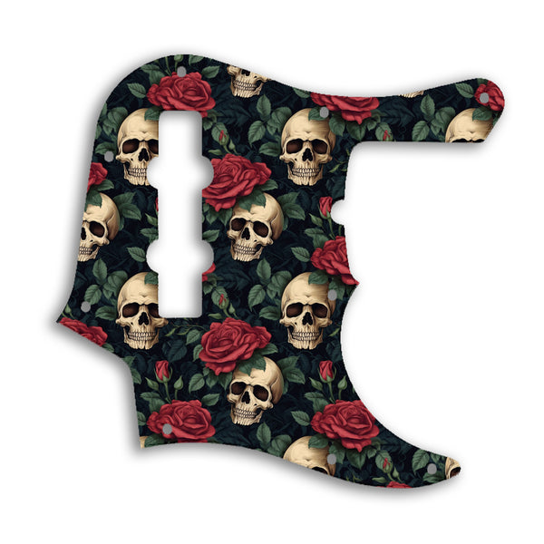 Fender Jazz Bass American Deluxe 4 String (22 Fret) Custom Pickguard Scratchplate SKULL Design