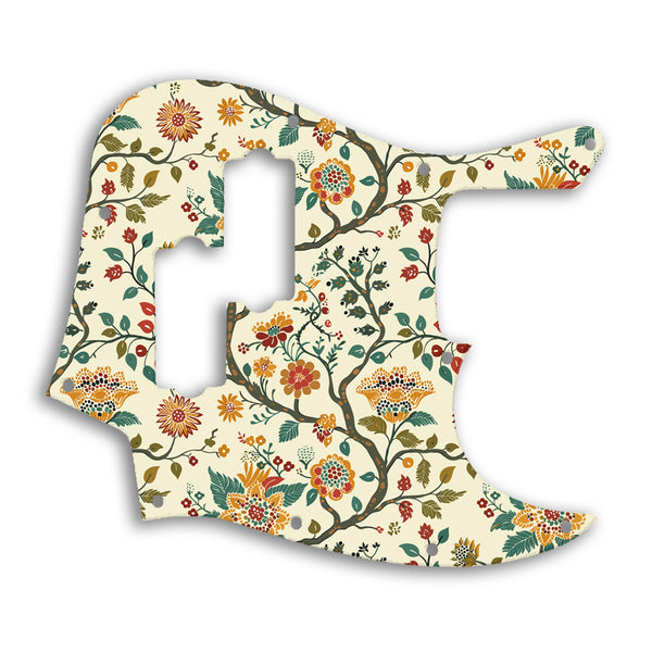 Fender Jazz Bass Blacktop Custom Pickguard Scratchplate INDIAN_FLORAL Design