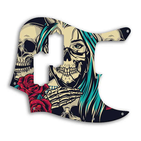 Fender Jazz Bass Blacktop Custom Pickguard Scratchplate Skull Design