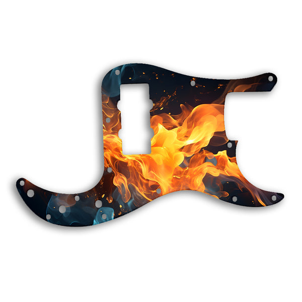 Fender Precision Bass Blacktop Custom Pickguard Scratchplate Fire Design