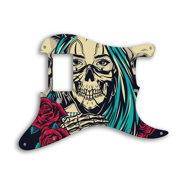 Fender Stratocaster H One Humbucker Only Custom Pickguard Scratchplate Skull Design