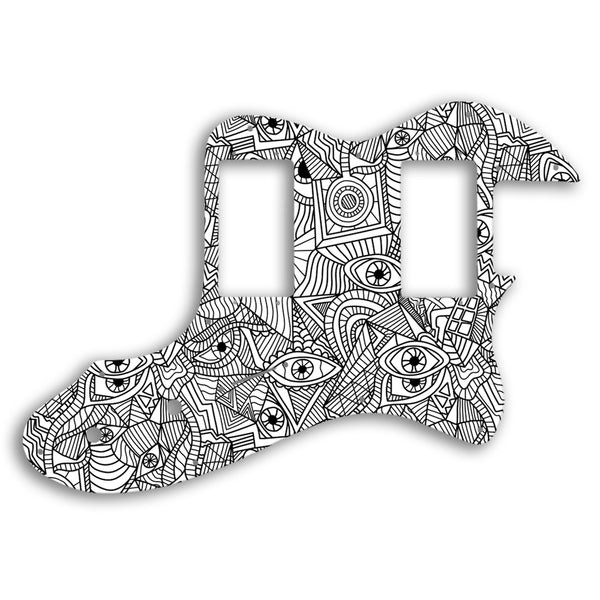 Fender Telecaster Thinline 1999-Present Made In Mexico Or 2012-2013 American Vintage Custom Pickguard Scratchplate Abstract Design