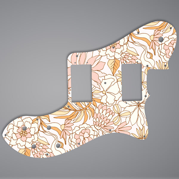 Fender Fender Telecaster deluxe HH pickguard 3 Ply (W/B/W) 15 mounting holes Custom Pickguard Scratchplate FLOWERS Design