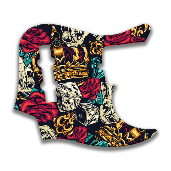 Fender Fender J Bass Deluxe 4 String (2010+) Profile Custom Pickguard Scratchplate Skull Design