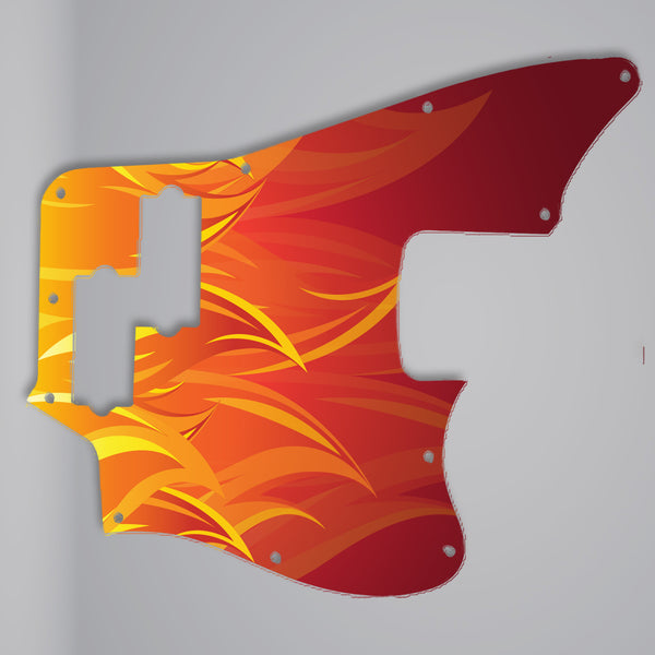 Fender Fender Player Ser Jaguar Bass pickguard 11 or 9 mounting hole 3 Ply(W/B/W) Custom Pickguard Scratchplate Fire Design